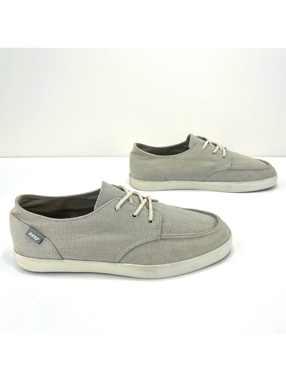 Reef Deckhand 2 TX Men Sneaker Size 7 Gray/Ocean Canvas Comfort Lace-Tie Low Top